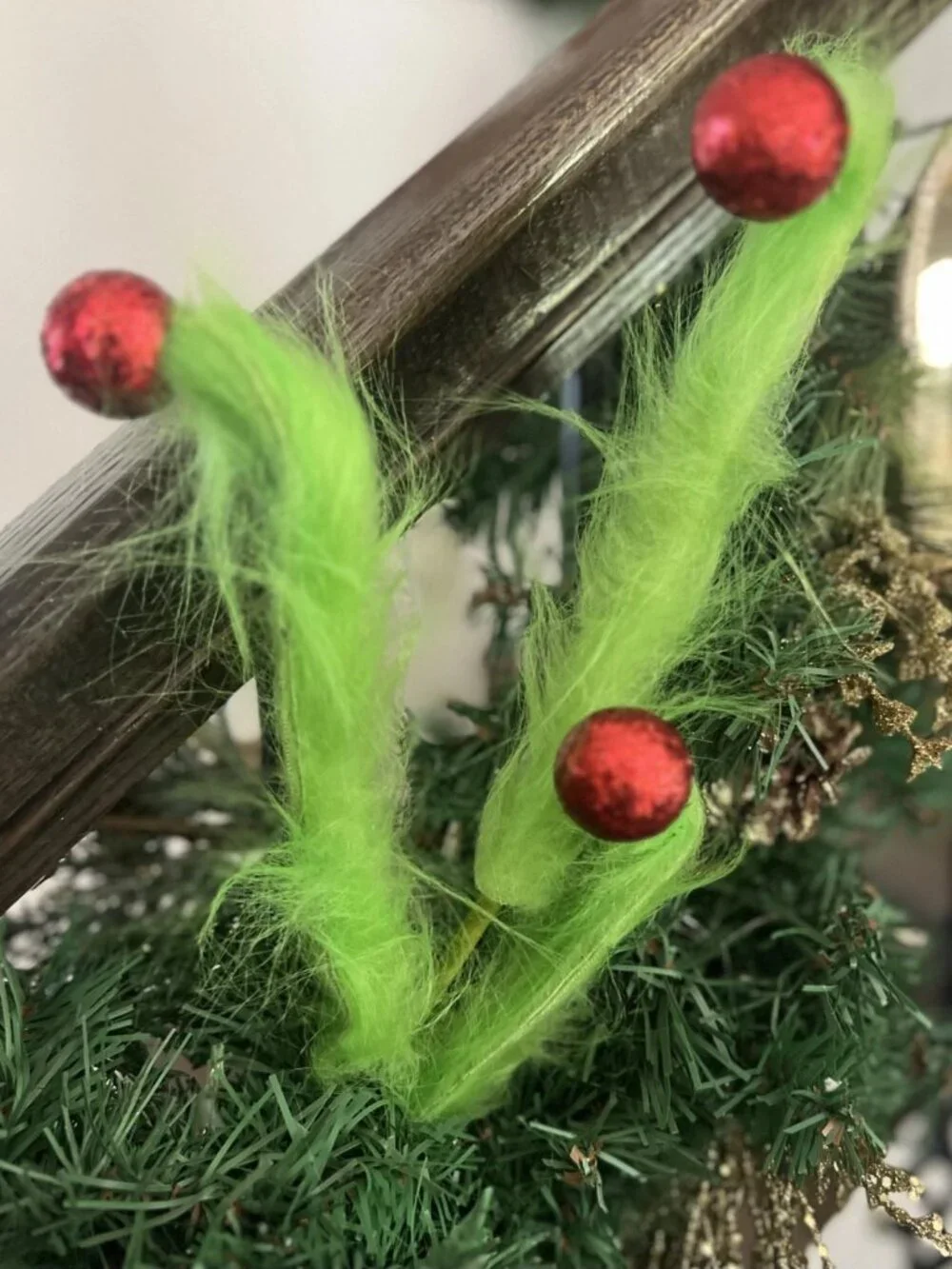 David Christopher You're a Mean One Furry Curl Spray Holiday Stem Christmas Pick
